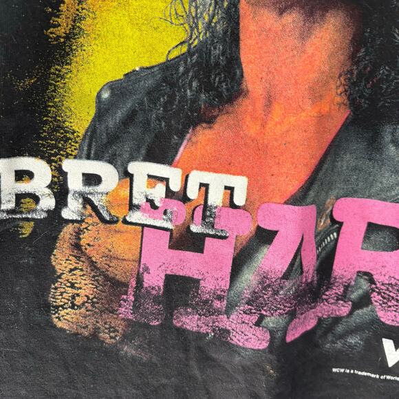Vintage Bret Hart WCW Wrestling T-Shirt Size S 1998 Hitman Hart Foundation WWF - Picture 7 of 7